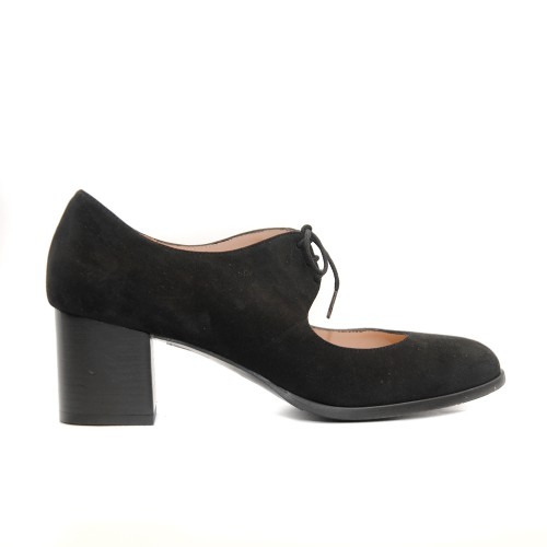 The Bag Black Suede Mid Heel Shoes Laces1