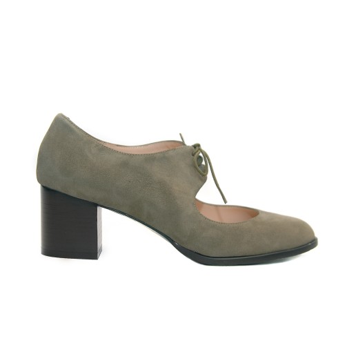 The Bag Olive Suede Mid Heel Shoes Laces1