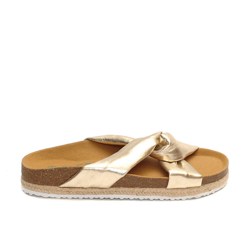 Paez crosswise golden sandals triple line sole