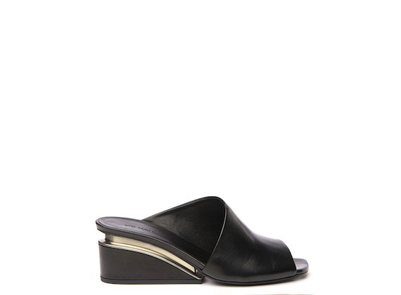 black asymmetric slip on shoe