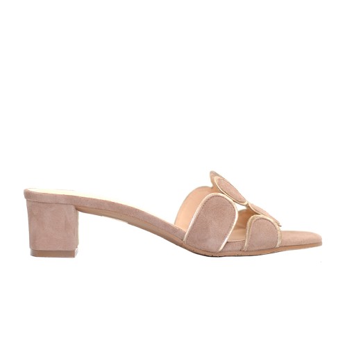 The bag puce suede mule golden detail