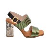 Alberto Gozzi Dulina Green Strap Snake Print Heel Sandals