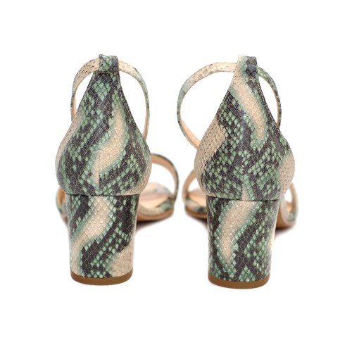 The-Bag-Green -Snake-Print-Leather-Sandals