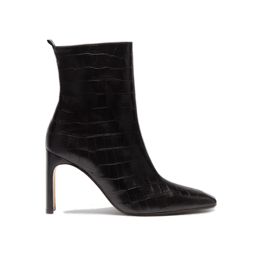 miista marcelle black croc leather boots