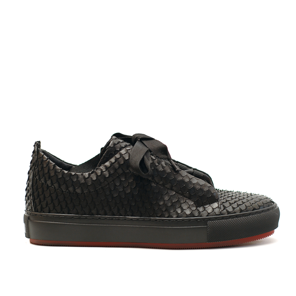 Lilimill 6573 Black Woven Snake Effect Leather Sneakers