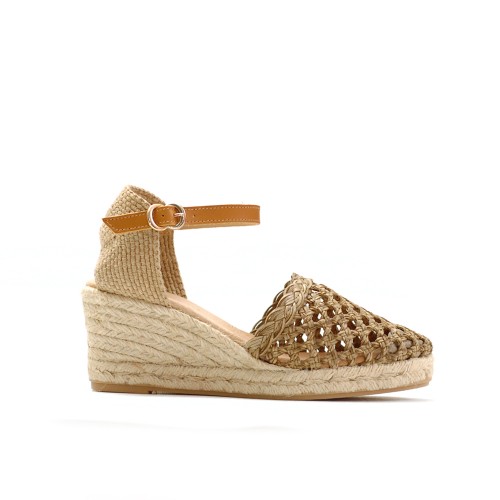 Maypol Taupe Woven Wedges Espadrilles
