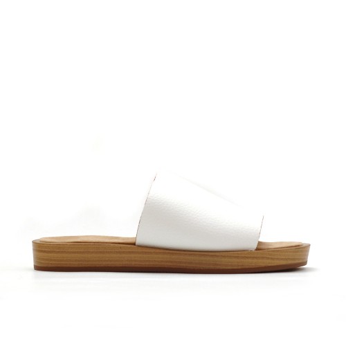 Maypol White Leather Slippers