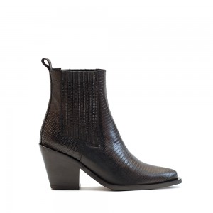 KMB Black Western Ankle Boots