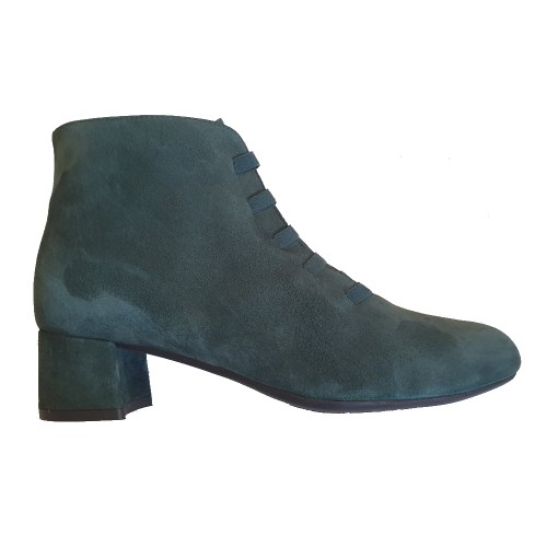 The Bag Green Suede Ankle Boots Elastic Laces