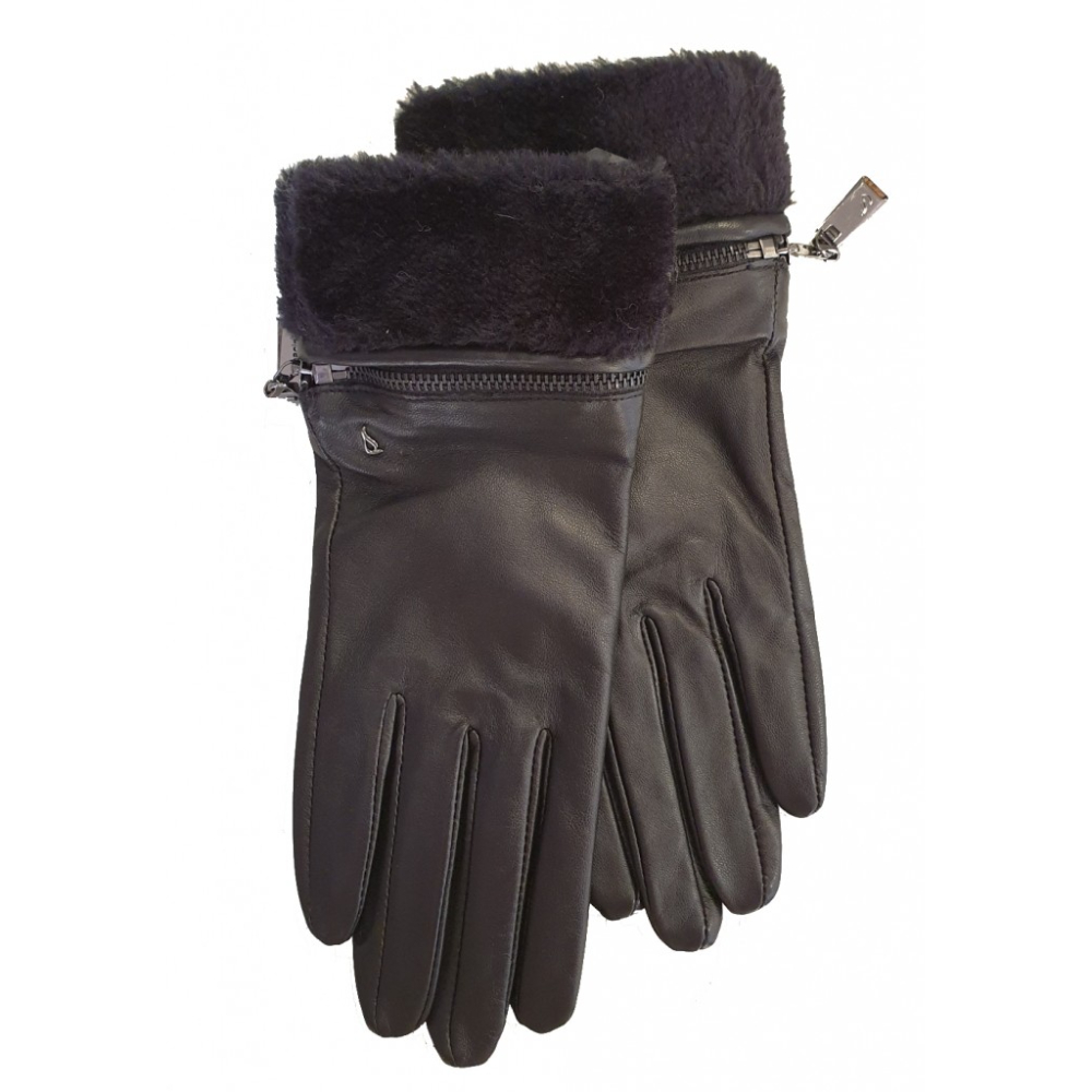 Abbacino Leather Ladies Gloves Detachable Fur