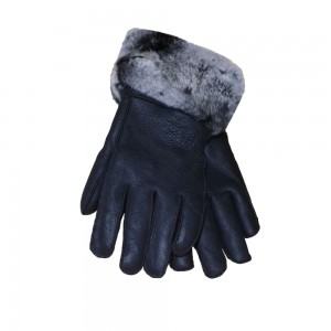Black Shearling Leather Gloves 1