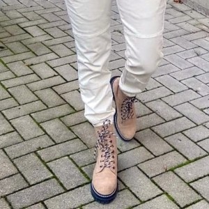 KMB Beige Suede Lace Up Boots