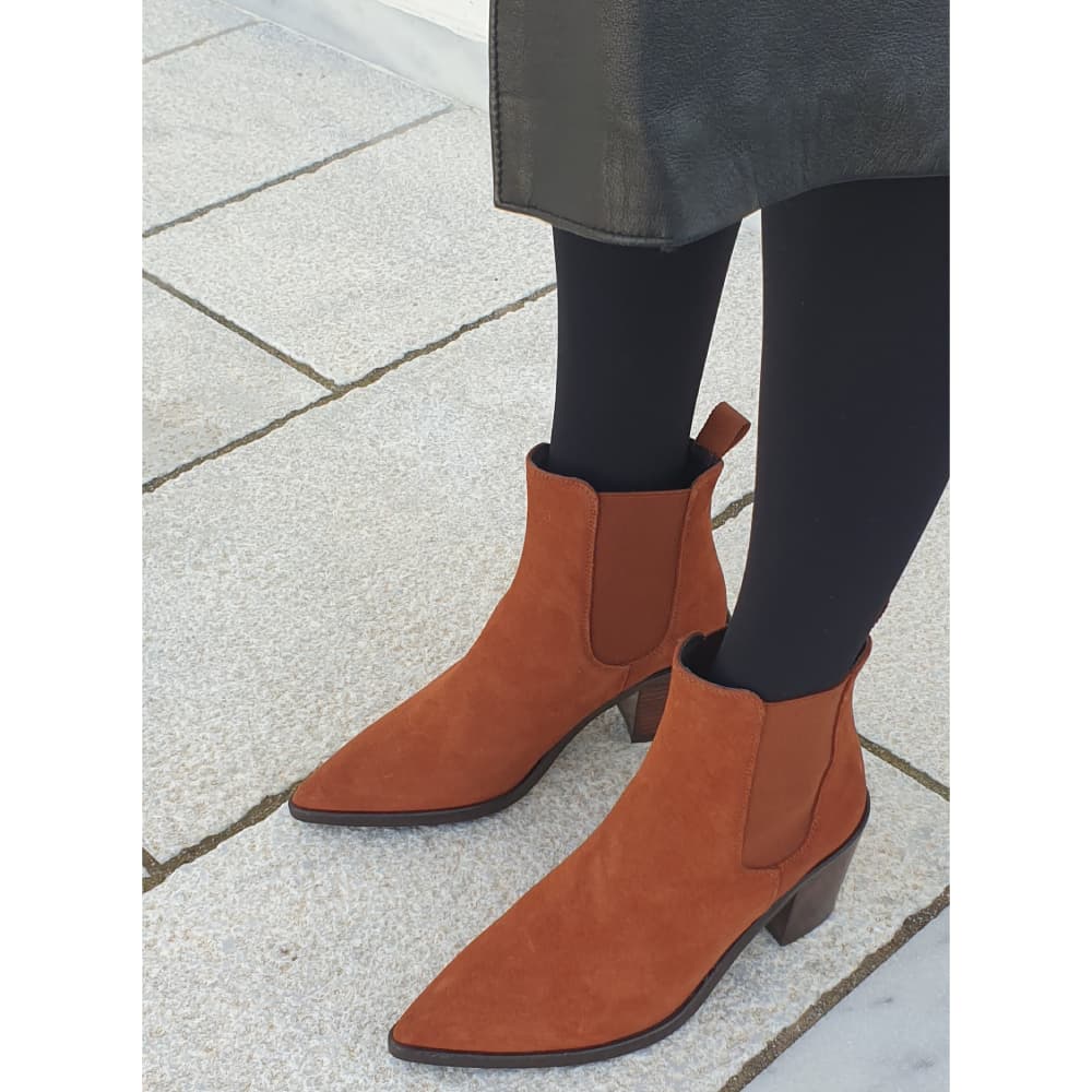KMB Brick Suede Pointed Ankle Boots