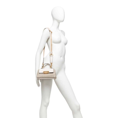 Gianni Chiarini Rossella Leather And Straw Handbag