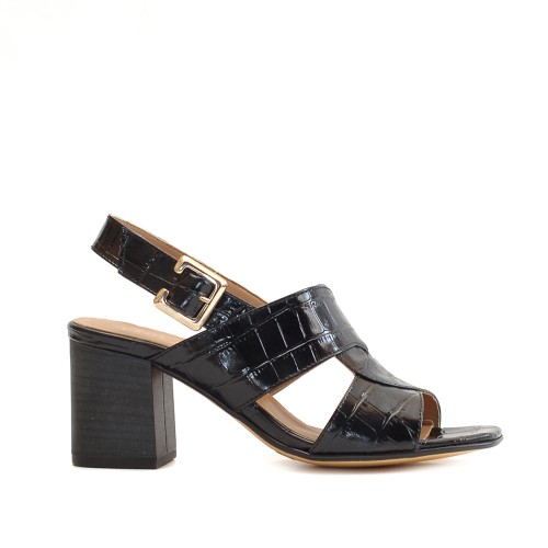 Paola Ferri Black Block Heel Sandals