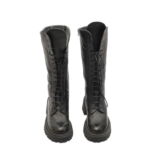 Lilimill Black Lace Up Leather Boots