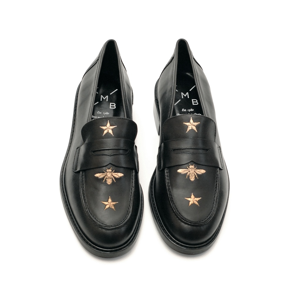 KMB Black Leather Loafers