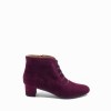 The Bag Burgundy Suede Ankle Boots Elastic Laces