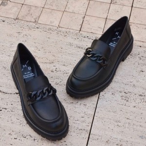 KMB Black Chunky Leather Loafers