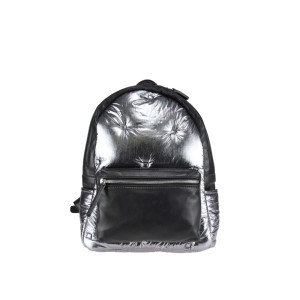 Alchimia Piuma Leather And Padded Nylon Silver Backpack