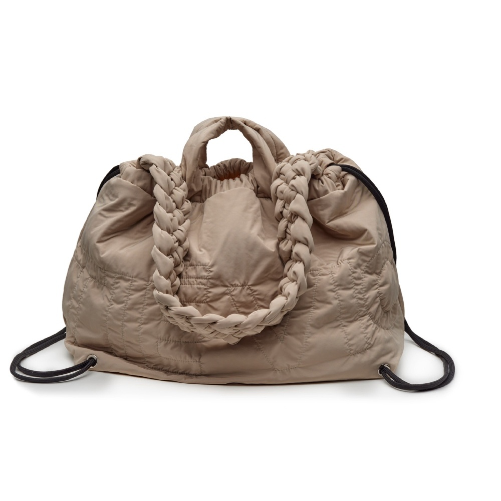 Vic Matie Beige Logo Embroidered Padded Bag