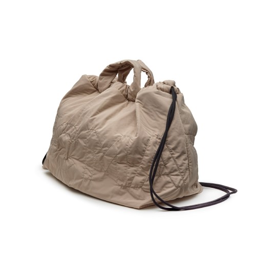 Vic Matie Beige Logo Embroidered Padded Bag