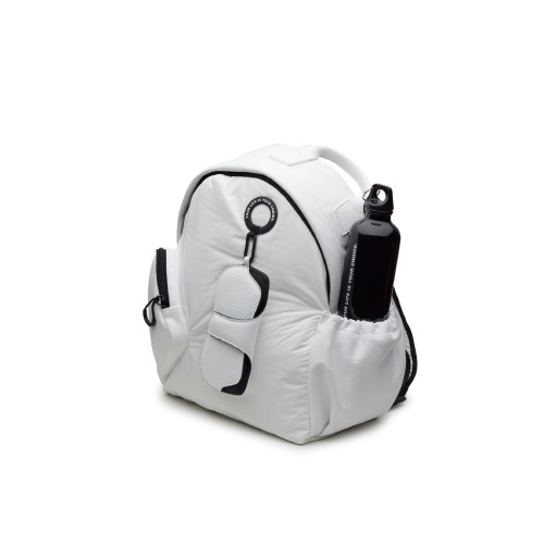 Vic Matie White Leather And Fabric Backpack