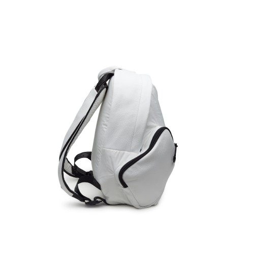 Vic Matie White Leather And Fabric Backpack