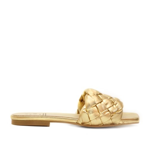 KMB Gold Leather Mules