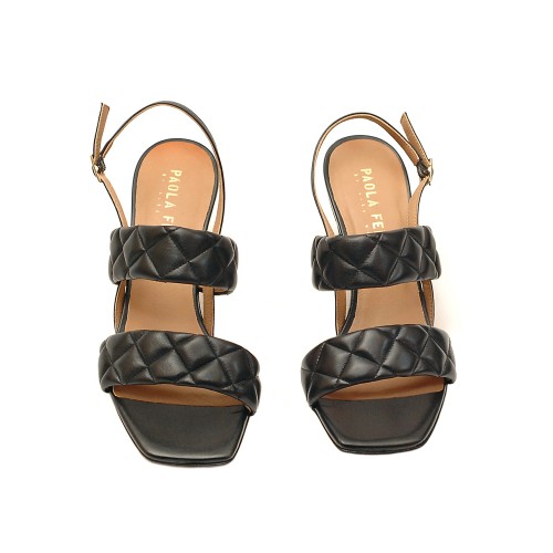 Paola Ferri Black Quilted Leather Sandals
