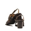 Paola Ferri Black Block Heel Leather Sandals