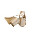 Paola Ferri Platinum Leather Block Heel Sandals