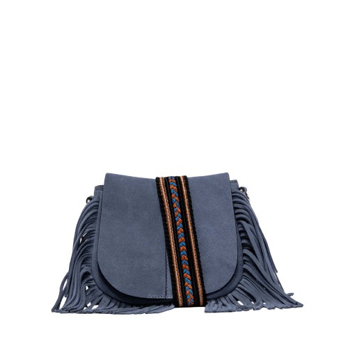 Gianni Chiarini Helena Round Blue Suede Leather Bag