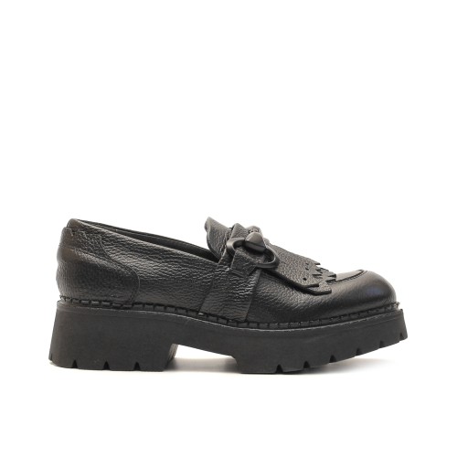Lilimill Black Leather Fringed Loafers