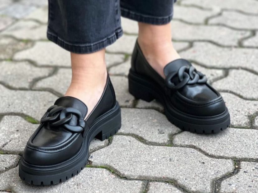 KMB Black Chunky Leather Loafers 