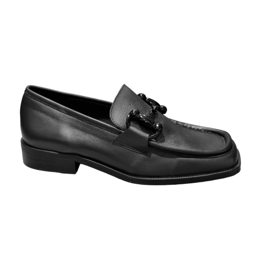 KMB Black Leather Loafers