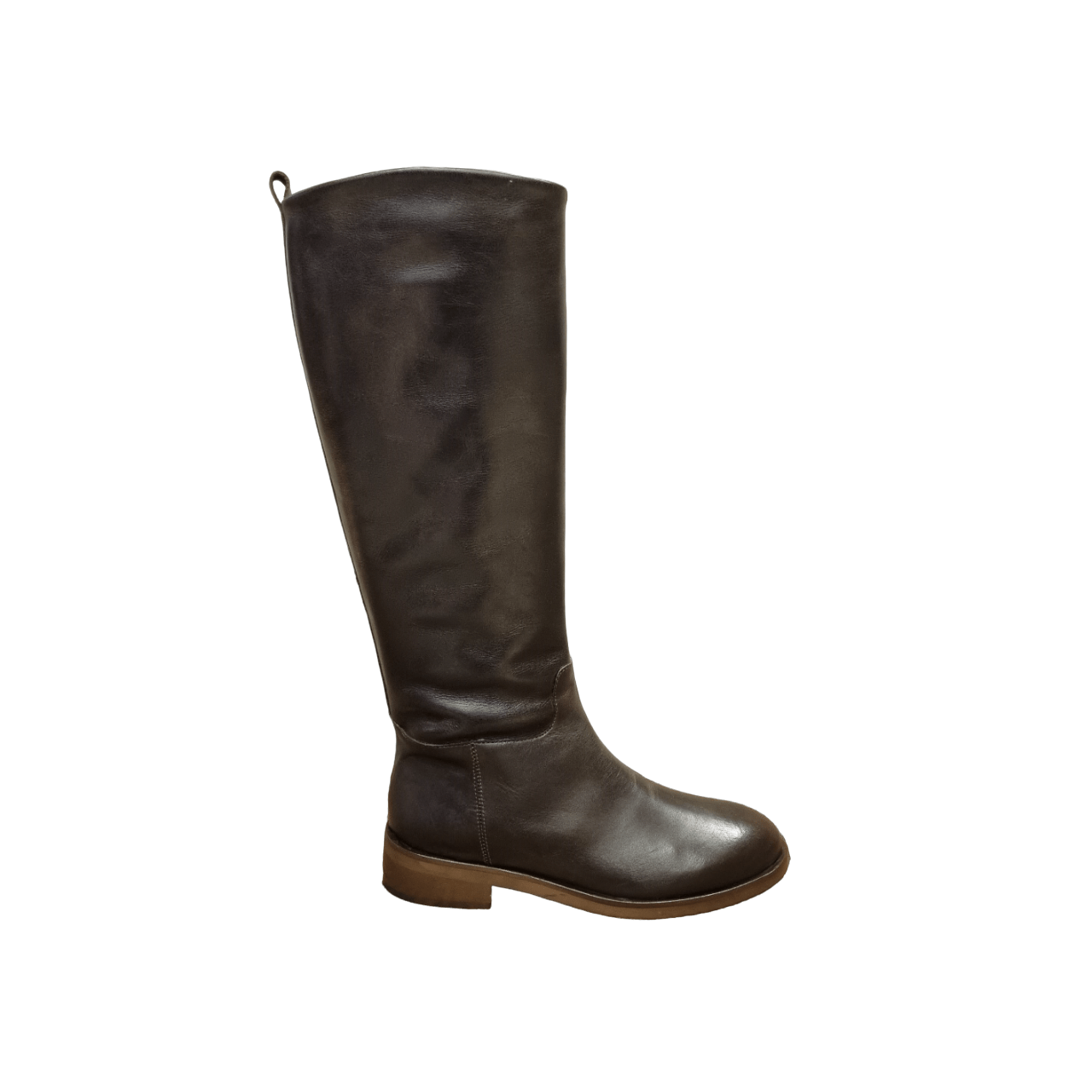 PAOLA FERRI BROWN LEATHER KNEE BOOTS