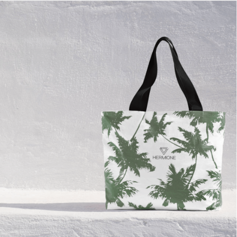Hermione Palm Green Beach Bag
