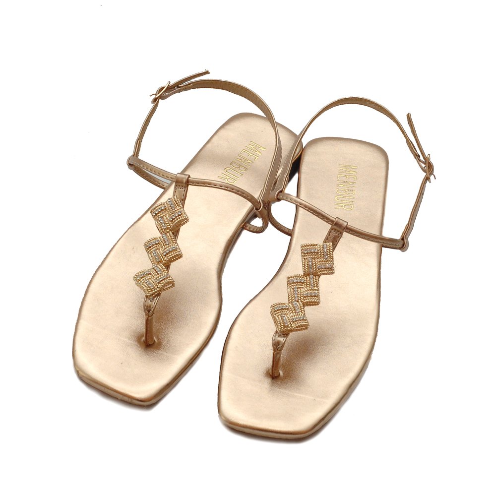 MENBUR_EMBELLISHED_COPPER_FLAT_THONG_SANDALS