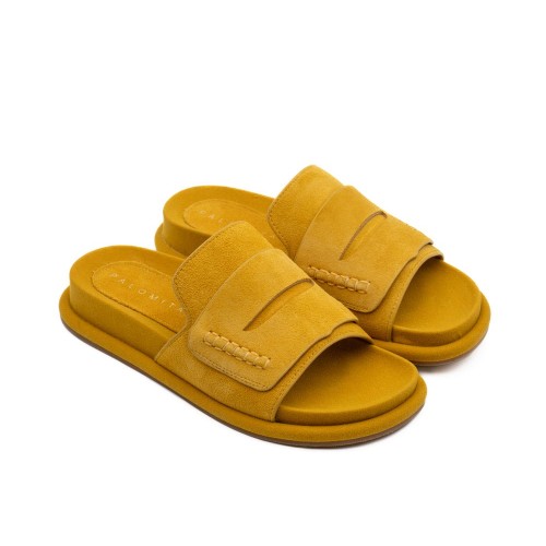 PALOMITAS_CALIOPE_YELLOW_SUEDE_SLIDES