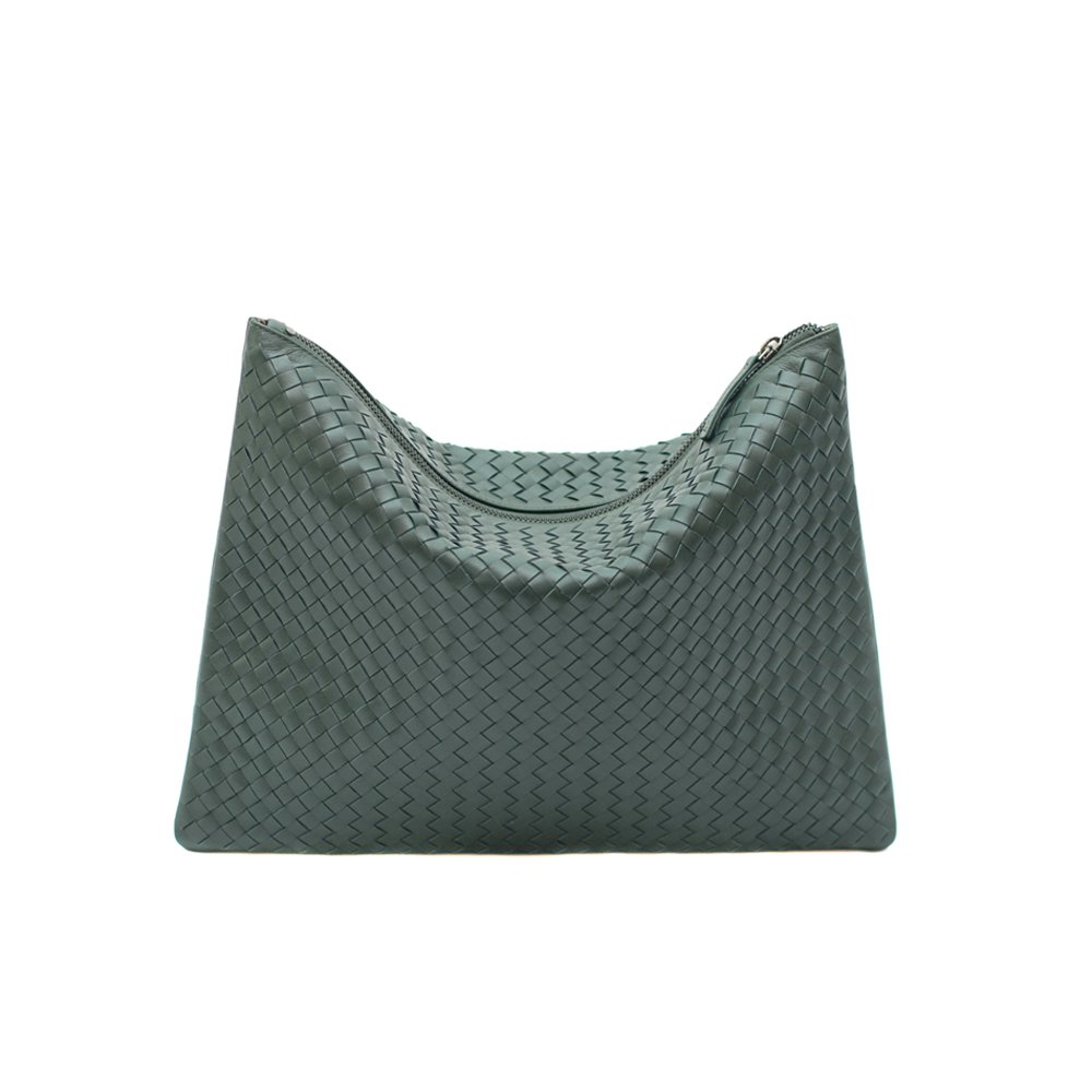 DRAGON_DIFFUSION_POCHETTE_GREEN_WOVEN_LEATHER_PURSE