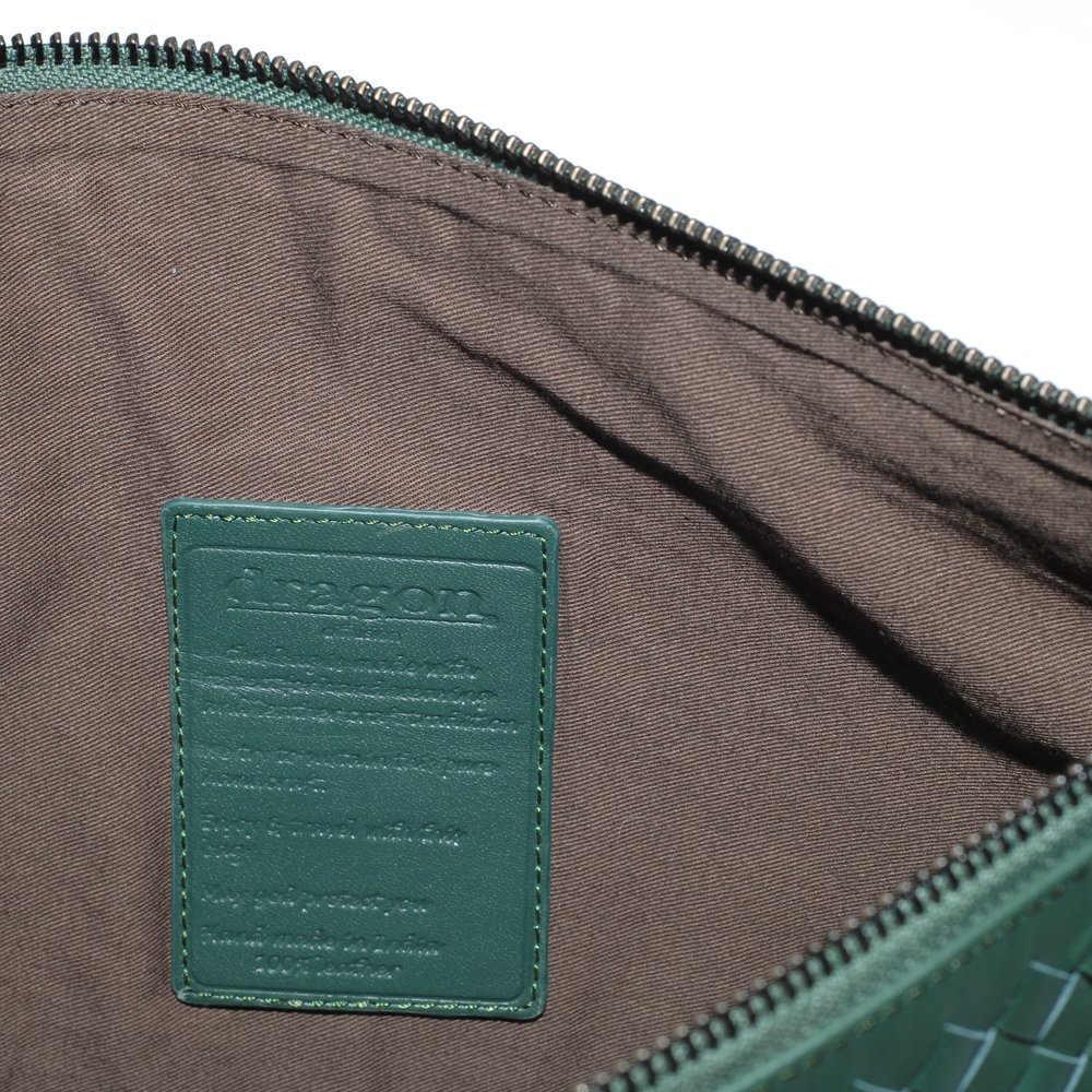 DRAGON_DIFFUSION_POCHETTE_GREEN_WOVEN_LEATHER_PURSE
