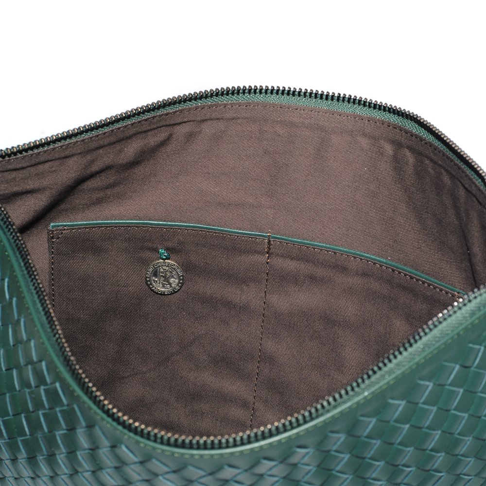 DRAGON_DIFFUSION_POCHETTE_GREEN_WOVEN_LEATHER_PURSE