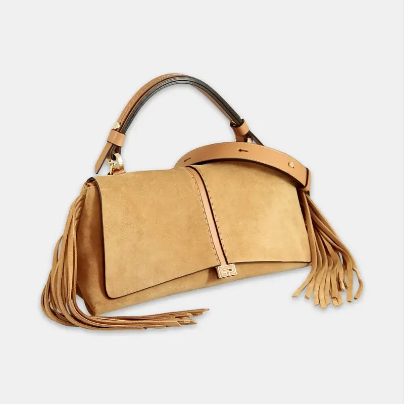 LORISTELLA-KENDALL-CARAMEL-SUEDE-FRINGED-BAG