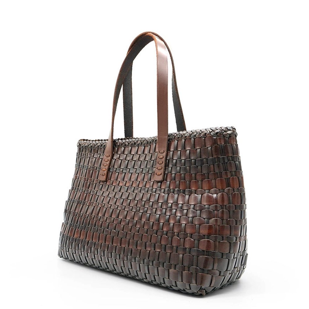 DRAGON-DIFFUSION-SALVAGE-DARK-BROWN-WOVEN-LEATHER-BAG