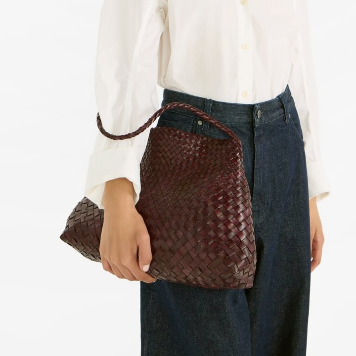 DRAGON-DIFFUSION-SANTA-MARIA-BORDEAUX-WOVEN-LEATHER-BAG