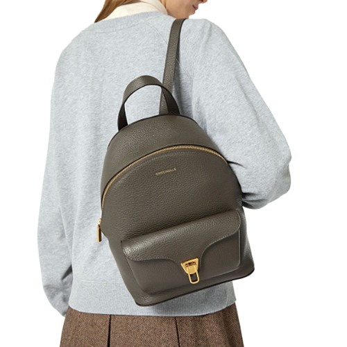 COCCINELLE-BEAT-GENERATION-KHAKI-GRAIN-LEATHER-SMALL-BACKPACK (1)