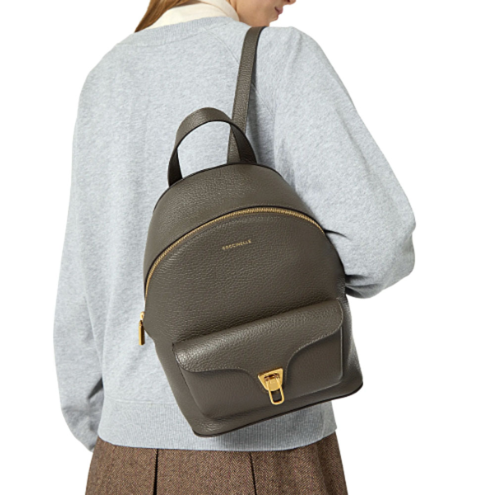 COCCINELLE-BEAT-GENERATION-KHAKI-GRAIN-LEATHER-SMALL-BACKPACK (1)