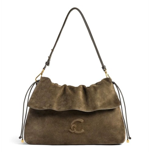 COCCINELLE-LIDIA-KHAKI-SUEDE-SHOULDER-BAG