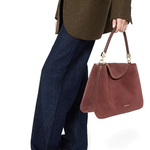 COCCINELLE-TIGGY-ANTIQUE-ROSE-SUEDE-BAG